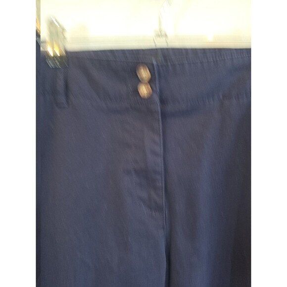 TALBOTS Women's Navy Wide-Leg‎ Crop Chino Pants SIZE 12 High-Rise Cotton Blend - Picture 3 of 10